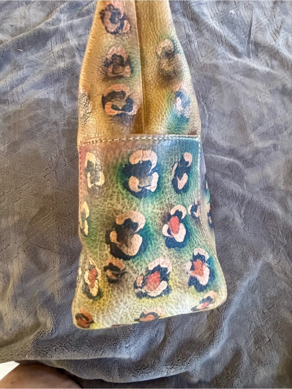 Anuschka Hand Painted Leather Hobo Bag Floral